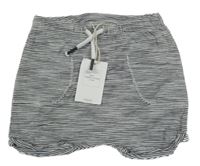 Nové - Šedo-bílé pruhované bavlněné kraťasy Next