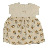 Béžové žebrované šaty s nápisem a Daisy George