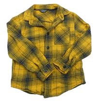 Žluto-tmavomodrá kostkovaná košile Primark