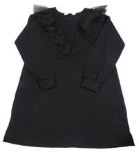 Černé teplákové šaty s tylovými volánky H&M