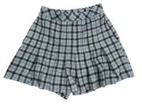 Světlemodro-černé kostkované sukňové kraťasy Zara