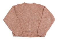 Růžovo-béžový melírovaný žinylkový crop svetr H&M