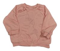 Růžová mikina s výšivkami a květů Matalan