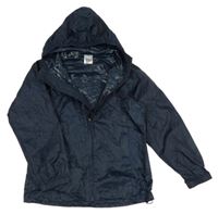 Tmavomodrá voděodolná bunda s kapucí 