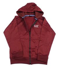 Vínová sportovní propínací mikina s logem a kapucí Armani 