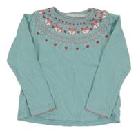 Světlemodré triko se vzorem a liškami Tu