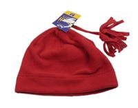 Nové - Červená fleecová čepice s třásněmi