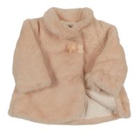Světlerůžový kožešinový podšitý kabátek s mašlí Mayoral