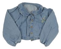 Světlemodrá riflová crop bunda s kytičkami George