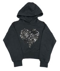 Černá crop mikina s flitry a kapucí F&F