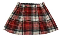 Červeno-černo-smetanová kostkovaná vlněná sukně Tu