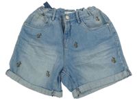 Modré riflové kraťasy s výšivkami Name it