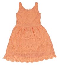 Neonově oranžové krajkové šaty H&M
