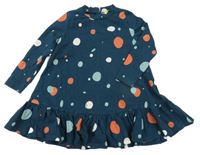 Petrolejové puntíkaté bavlněné šaty 