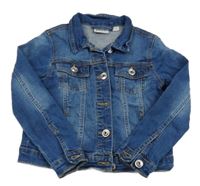 Tmavomodrá tepláková riflová crop bunda s límečkem alive