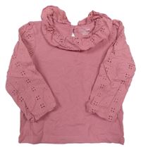 Růžové triko s madeirou Primark