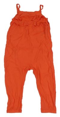 Jahodový strukturovaný kalhotový overal s volánky H&M