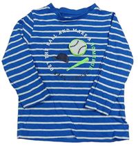 Modro-bílé pruhované triko s baseballem Topolino