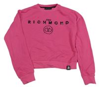 Růžová crop mikina s nápisem a smajlíkem Richmond