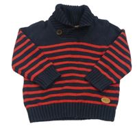 Tmavomodro-červený svetr s rolákem H&M