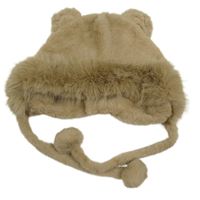 Béžová kožešinová čepice s oušky 