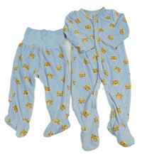 2set - Světlemodrý sametový overal s tygry + polodupky 