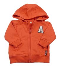 Korálová propínací mikina s písmenkem a kapucí Zeeman 