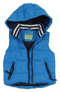 Azurová šusťáková prošívaná zateplená vesta s kapucí Dopodopo