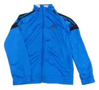 Safírová sportovní propínací mikina s pruhy Adidas