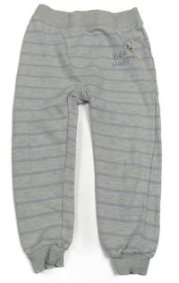 Šedo-lila pruhované tepláky se včelkou Impidimpi