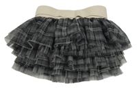 Šedo-béžová kostkovaná tylová sukně s béžovým pasem Reserved