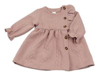 Světlerůžové vzorované teplákové šaty s volánky Shein