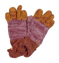 Růžovo-oranžové melírované pletené prstové rukavice