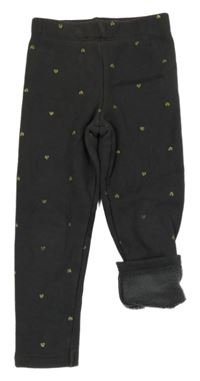 Tmavošedé zateplené legíny se srdíčky Nutmeg