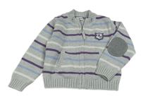 Šedo-fialový pruhovaný propínací svetr Mayoral 