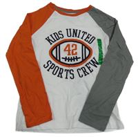 Nové - Bílo-šedo-růžové triko s nápisem a míčem Little kids