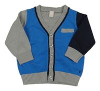 Modro-šedo-tmavomodrý propínací svetr Esprit