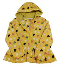 Žlutá srdíčkovaná propínací mikina s kapucí 