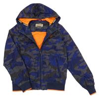 Tmavomodro-šedá army šusťáková jarní bunda s kapucí Petrol Industries