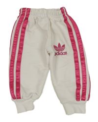 Bílo-růžové tepláky s logem Adidas