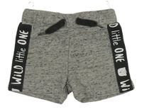Šedé melírované teplákové kraťasy s nápisy 