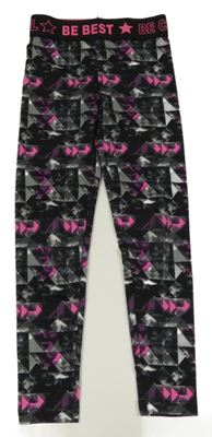 Černo-šedo-růžové vzorované sportovní legíny Ergeenomixx
