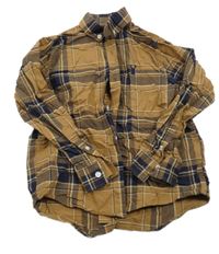 Béžovo-tmavomodrá kostkovaná košile Next