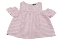 Světlerůžovo-bílá kostkovaná krepová halenka s volnými rameny Primark