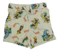 Smetanové bavlněné kraťasy s Mickeym Disney 