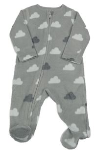 Šedý fleecový overal s mráčky F&F