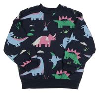 Tmavomodrá oversize mikina s dinosaury George 