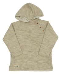 Nové - Béžový melírovaný vlněný svetr s knoflíky a kapucí Zara