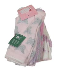 Nové - 5pack - Světlerůžové + lila + šedé + růžové + bílé ponožky s motýly Matalan vel. 37-39