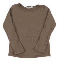 Hnědé žebrované triko H&M